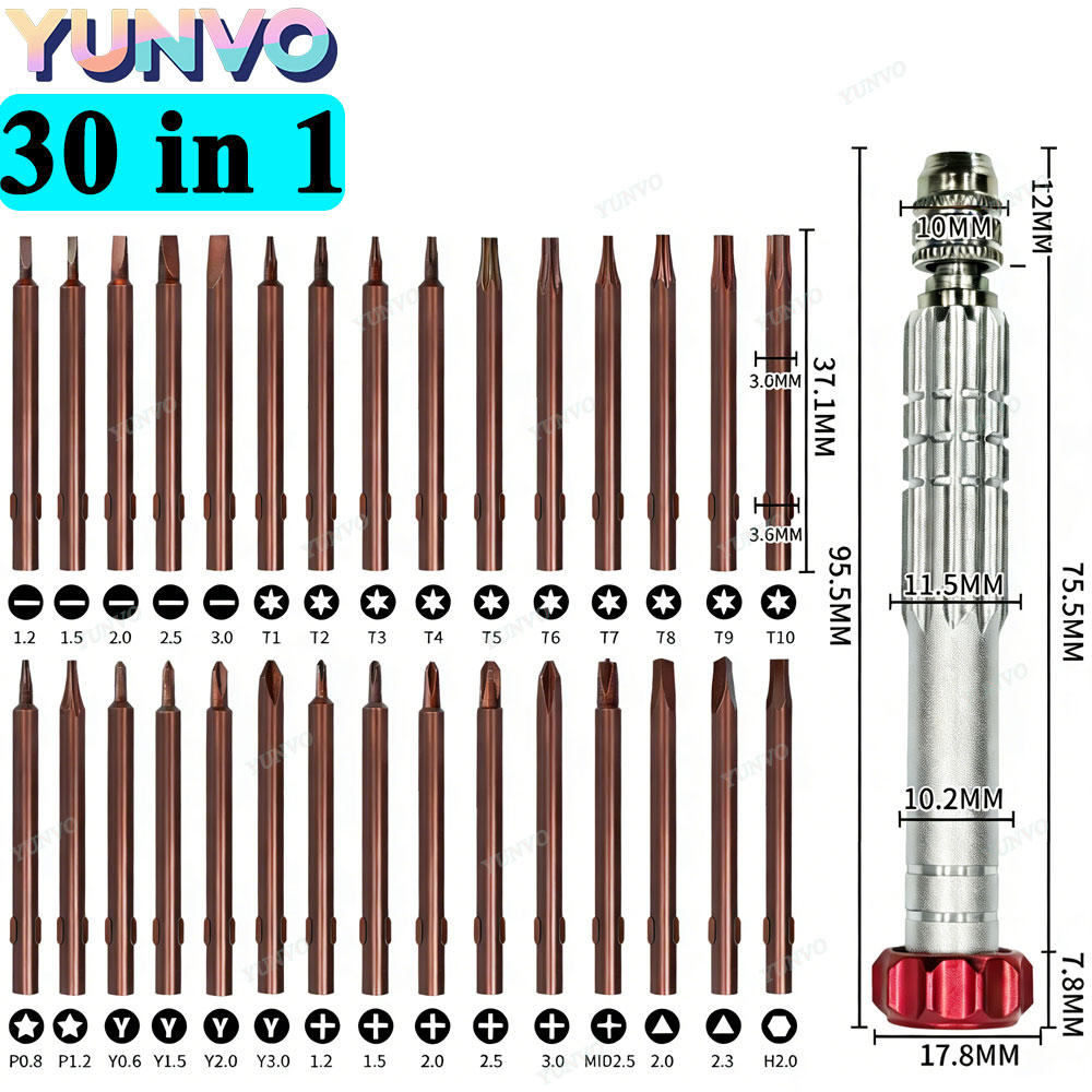 Electronics Repair Training - 30-in-1 magnetische precisie schroevendraaierset, S2 stalen
